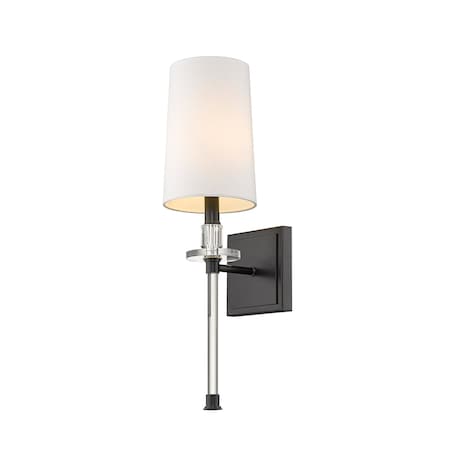 Z-Lite Sophia 1 Light Wall Sconce, Matte Black & White 803-1S-MB